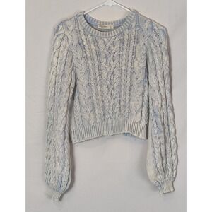 ARIZONA JEAN CO light blue Cream Marled‎ Cable Knit Cropped Sweater Size Medium